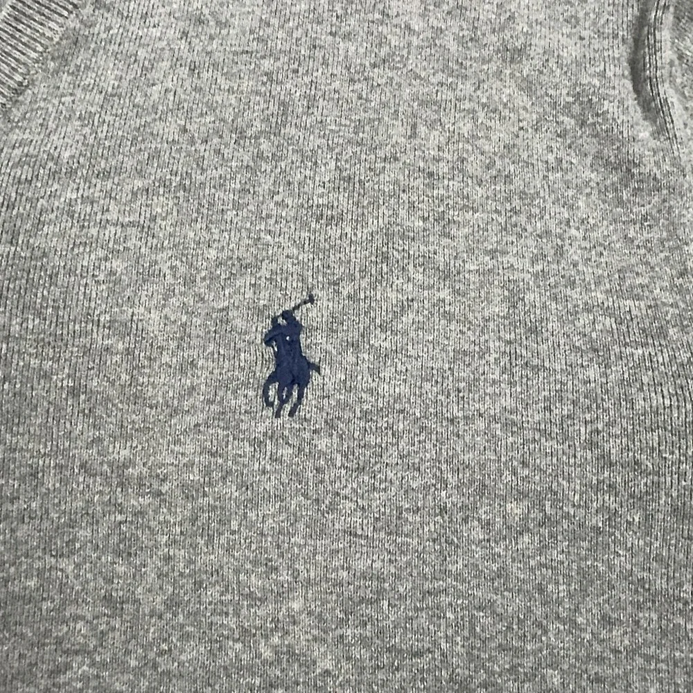 Polo By Ralph Lauren Sweater Mens Large Gray V Neck Pima Cotton Knit Pullover